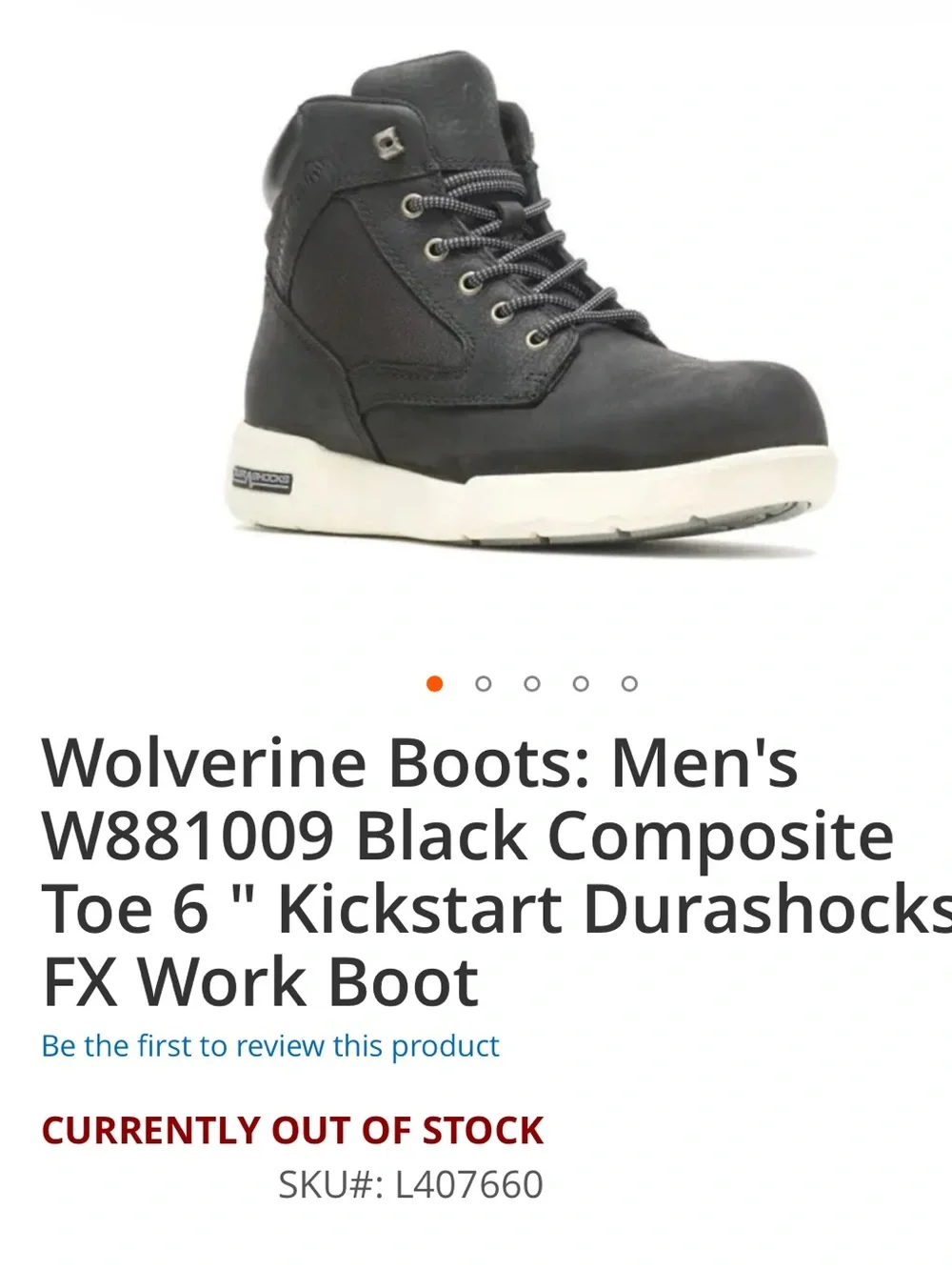 Men’s size 9.5 Wolverine boot Black, Lace Up Work Boots with Cream Sole. NWT - Picture 6 of 11